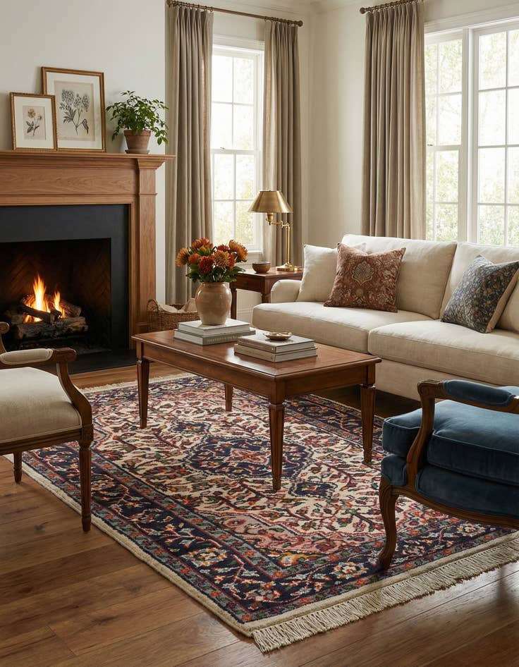 Detail image of  3' 1 x 5' 3  Hand Knotted Isfahan Wool Rug