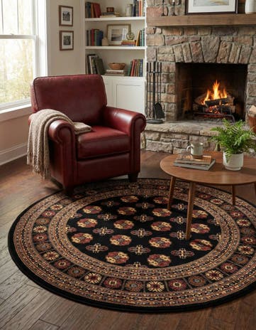 Black Bokhara Round Rug