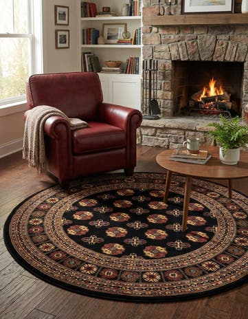 Black Bokhara Round Rug