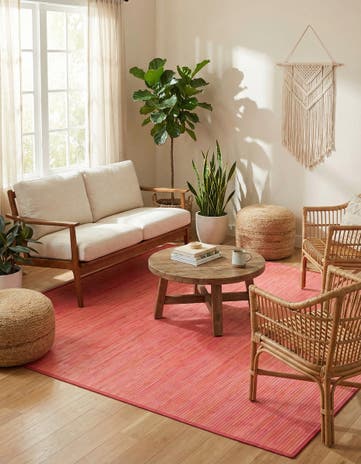 Pink Bamboo Square Rug