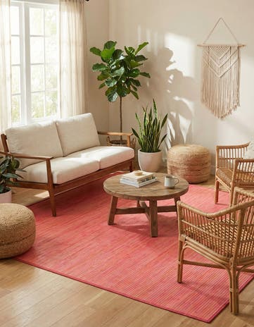 Pink Bamboo Square Rug