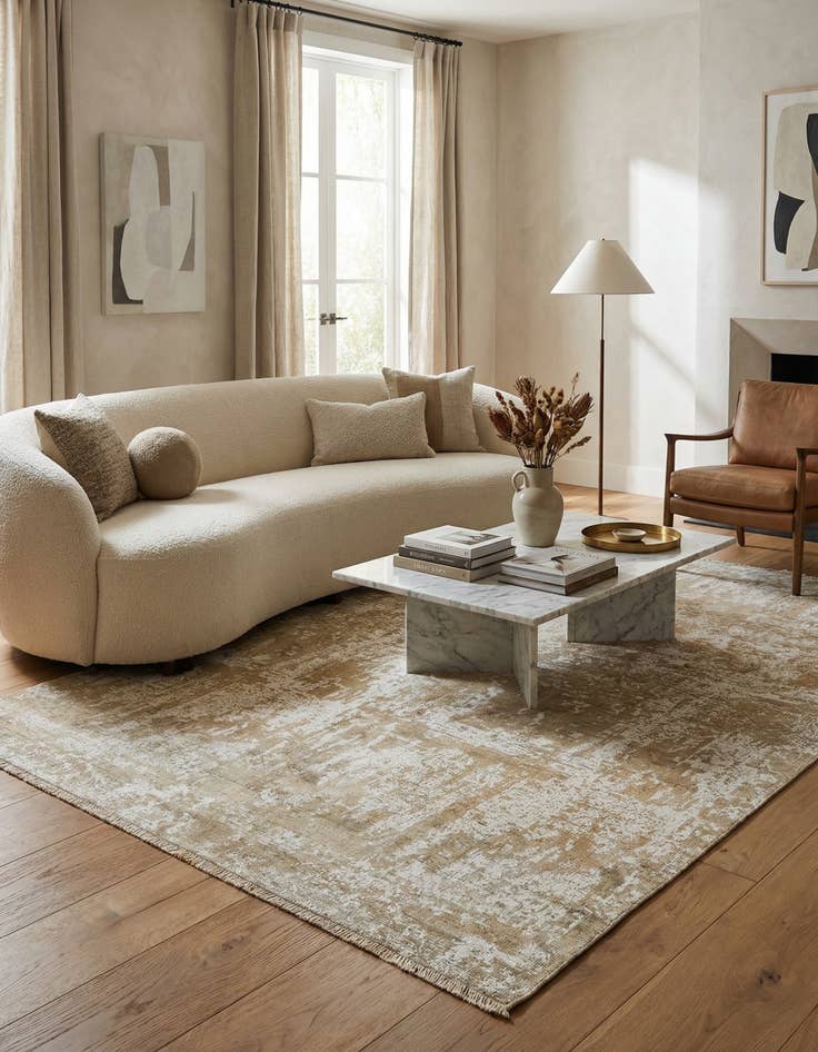 Detail image of 5' 9 x 9'  Hand Knotted Ultra Vintage Persian Wool Rug