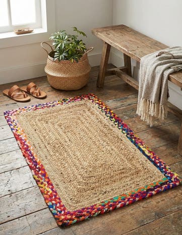 2' x 3' 1 Handmade Braided Jute Rug