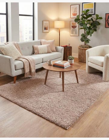 Mushroom Jill Zarin Shaggy Chic Square Rug