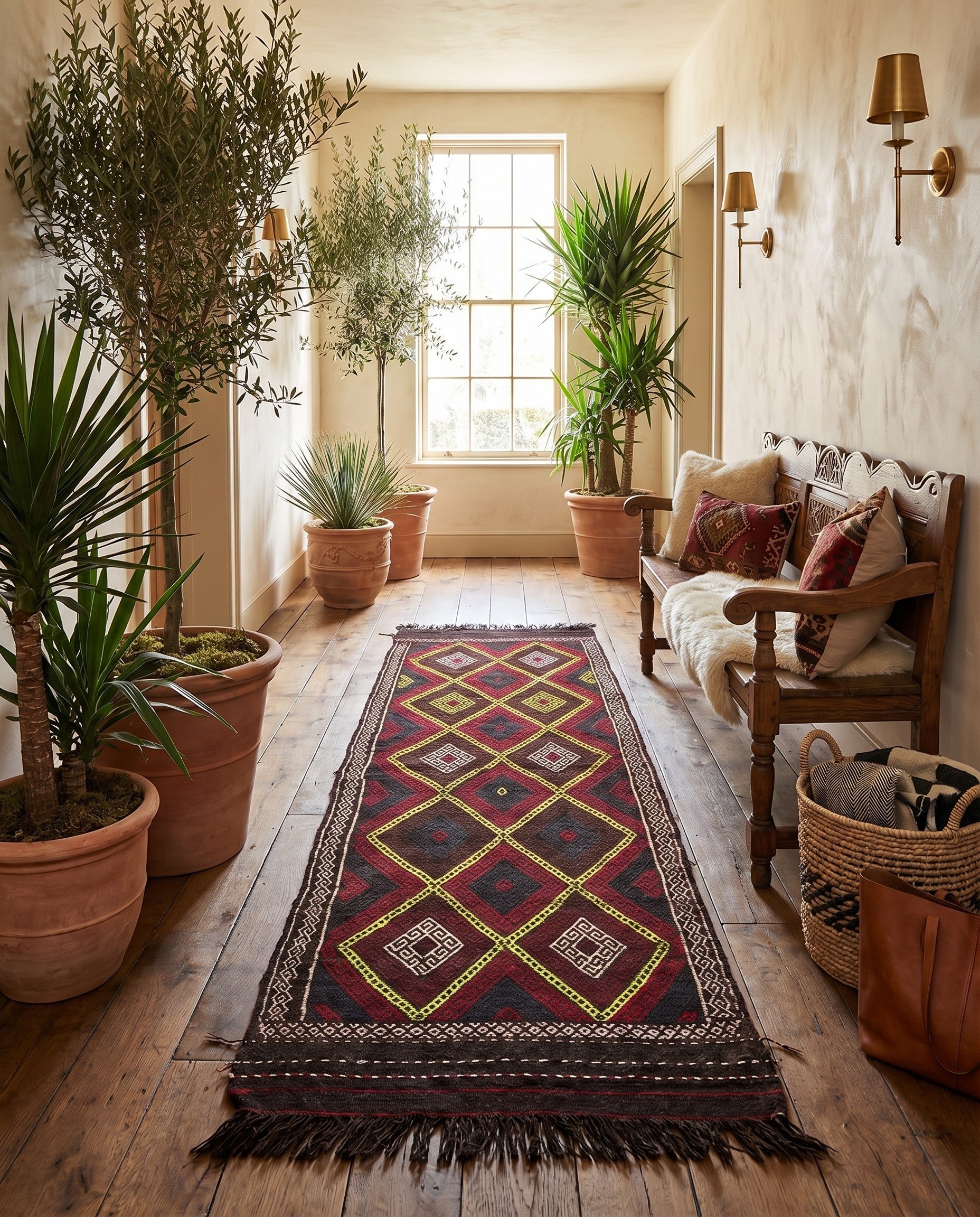 2' 6 x 7' 4 Hand Knotted Kilim Fars Persian Wool Runner Rug