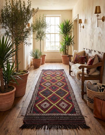 2' 6 x 7' 4 Hand Knotted Kilim Fars Persian Wool Runner Rug