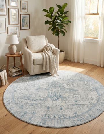 Ivory Washable Timeless Round Rug