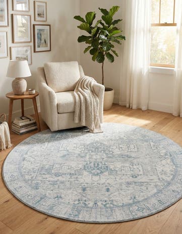 Ivory Washable Timeless Round Rug