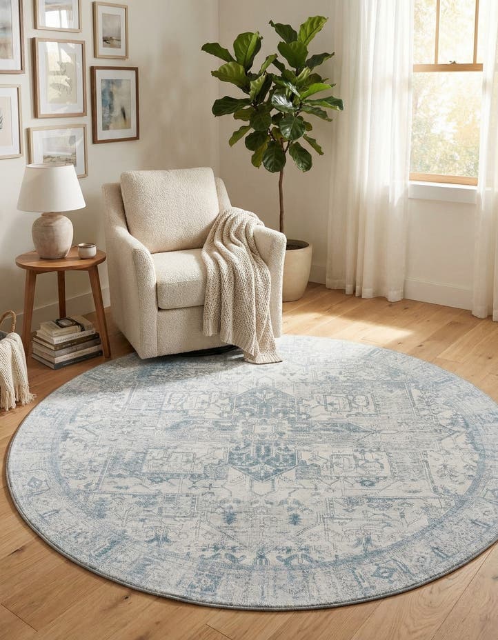 7' 6 x 7' 6 Washable Timeless Round Rug