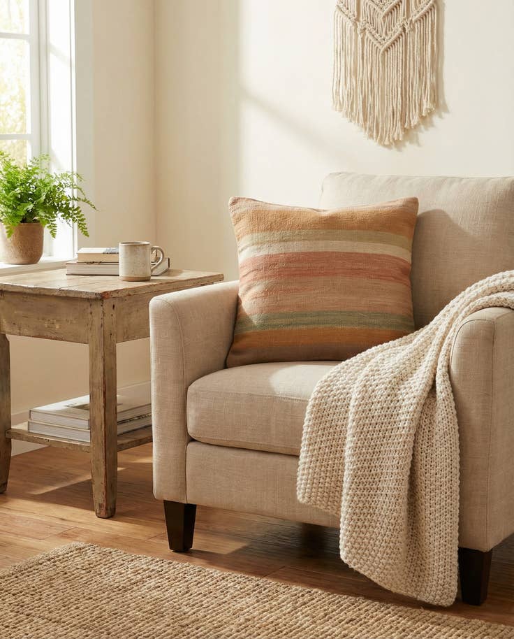 Detail image of 1' 8 x 1' 9 Hand Woven Pillow Wool Square Rug