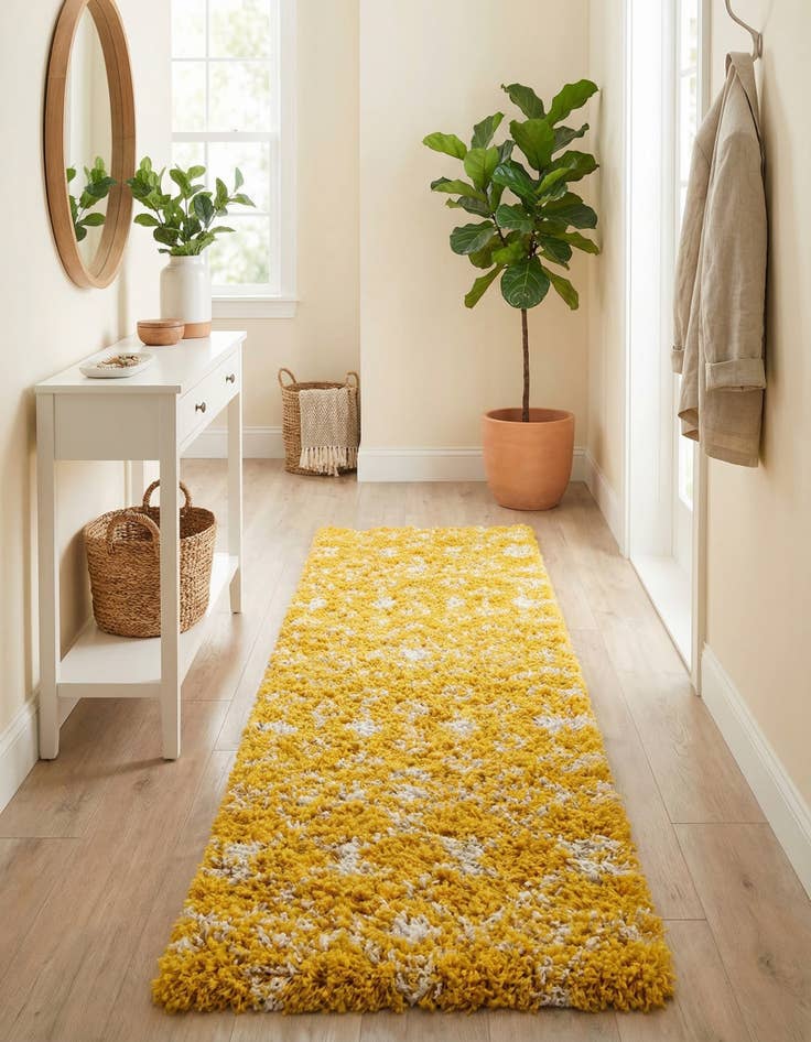 Detail image of 2' x 8' Moroccan Trellis Shag Runner Rug