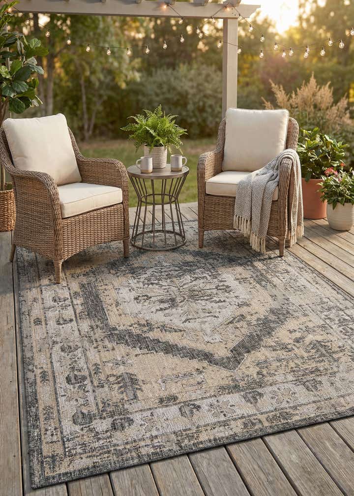 7' x 10' Easy-Clean Traditional Indoor / Outdoor Rug
