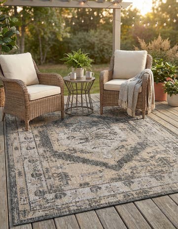 7' x 10' Easy-Clean Traditional Indoor / Outdoor Rug