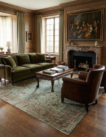 6' 8 x 9' 7 Hand Knotted Sarough Persian Wool Rug