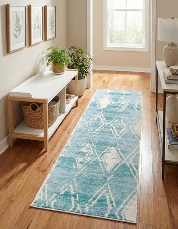 Jill Zarin Turquoise Uptown Carnegie Hill Runner Rug