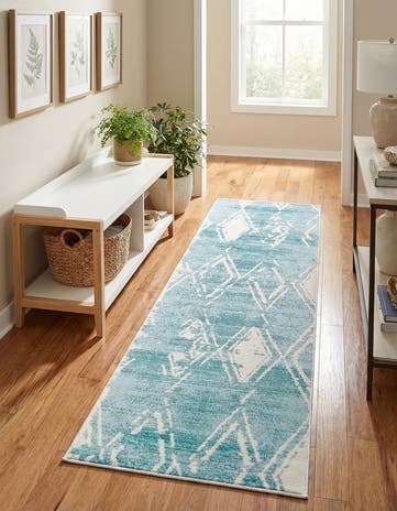 Jill Zarin Turquoise Uptown Carnegie Hill Runner Rug