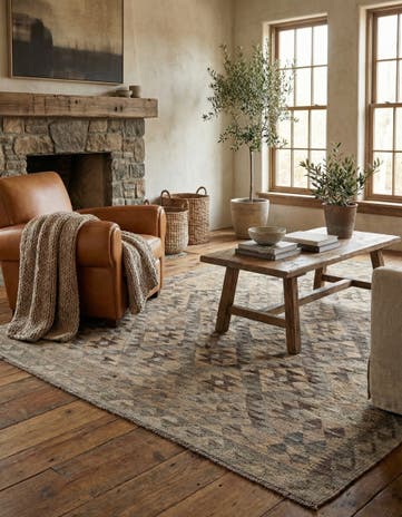 5' 1 x 6' 6 Hand Woven Kilim Maymana Wool Rug