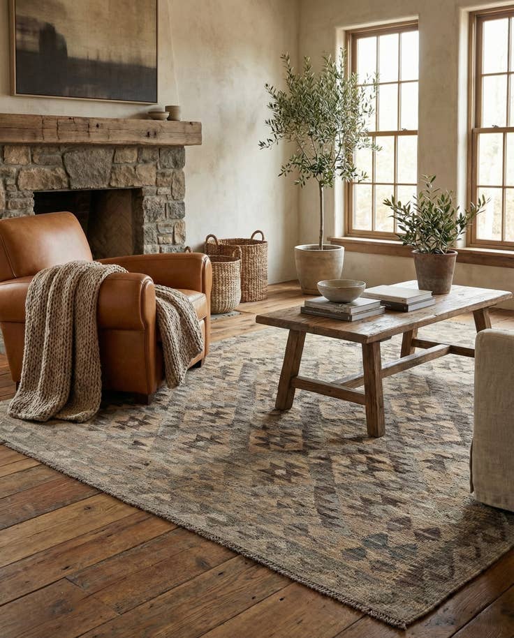 Detail image of 5' 1 x 6' 6 Hand Woven Kilim Maymana Wool Rug