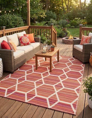 Red Easy-Clean Vista Breeze Indoor / Outdoor Rug