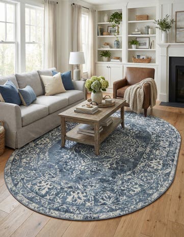 Blue Oxford Oval Rug