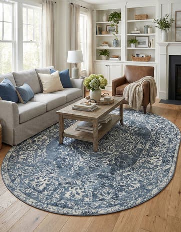 Blue Oxford Oval Rug