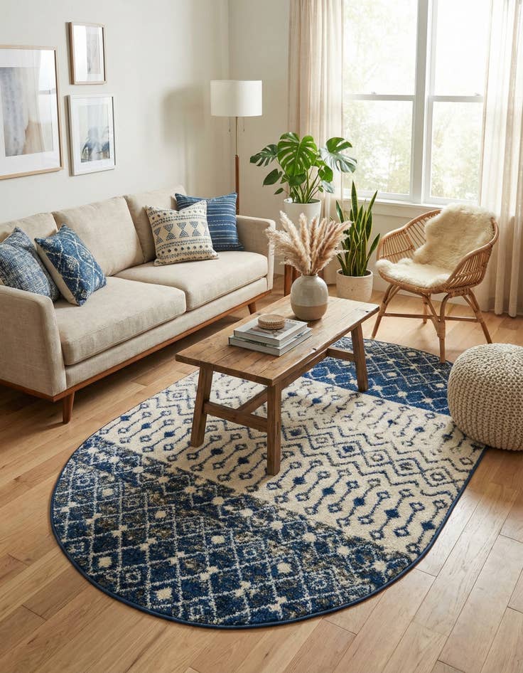 Detail image of 4' x 6' Moroccan Trellis Oval Rug