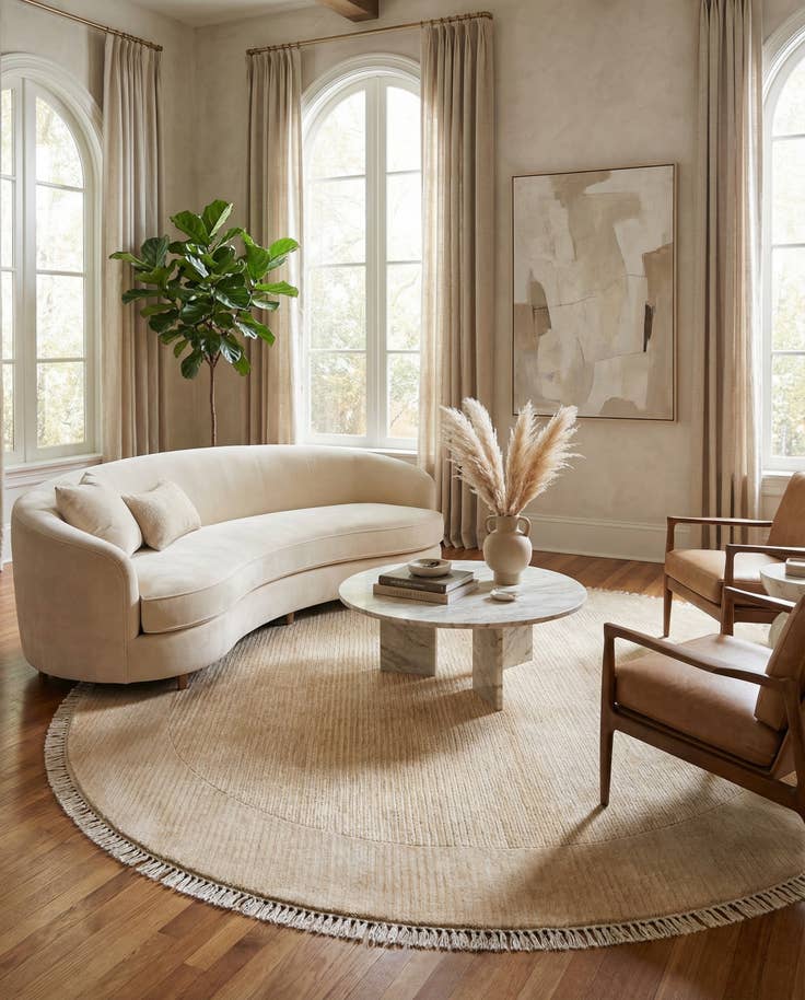 Detail image of 6' 6 x 6' 6 Hand Knotted Darya Wool Round Rug