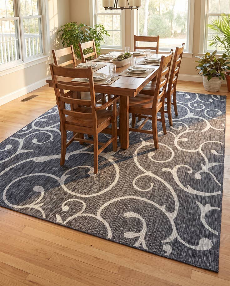 Detail image of 9' x 12' Easy-Clean Botanical Indoor / Outdoor Rug