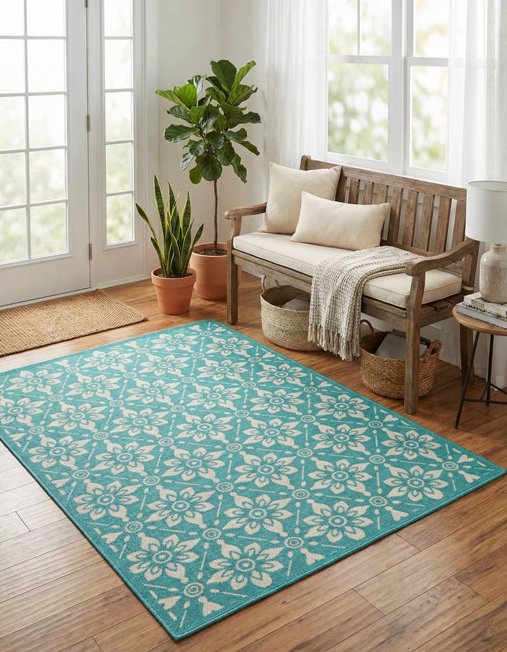 Detail image of 4' x 6'  Washable Trellis Indoor / Outdoor Rug