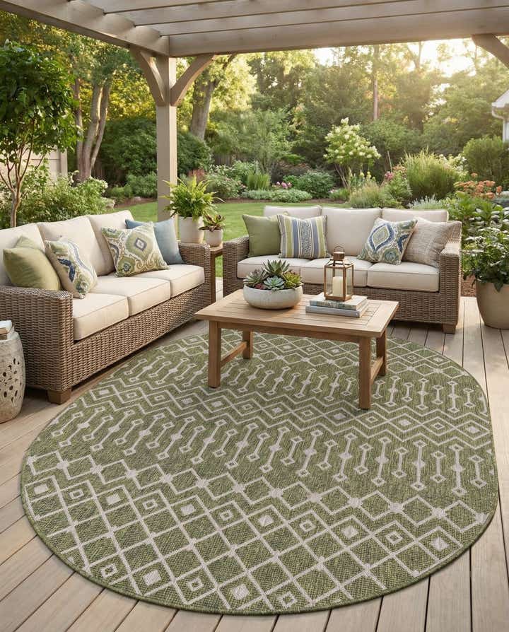 7' 10 x 10' Easy-Clean Trellis Indoor / Outdoor Oval Rug