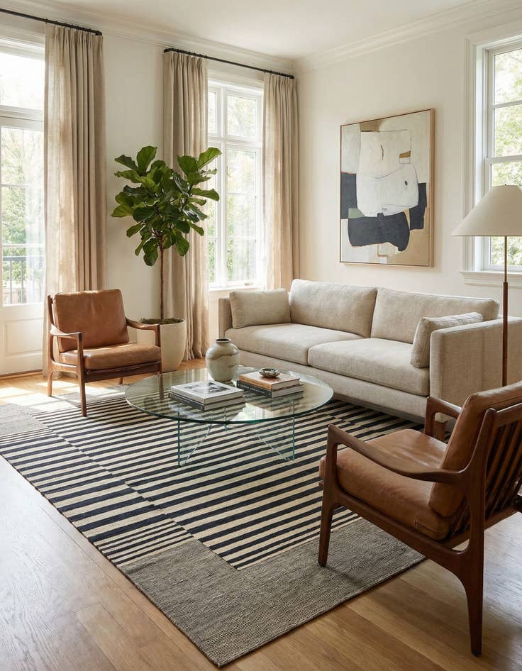 Detail image of 6' 6 x 9' 7  Hand Woven Kilim Modern Wool Rug