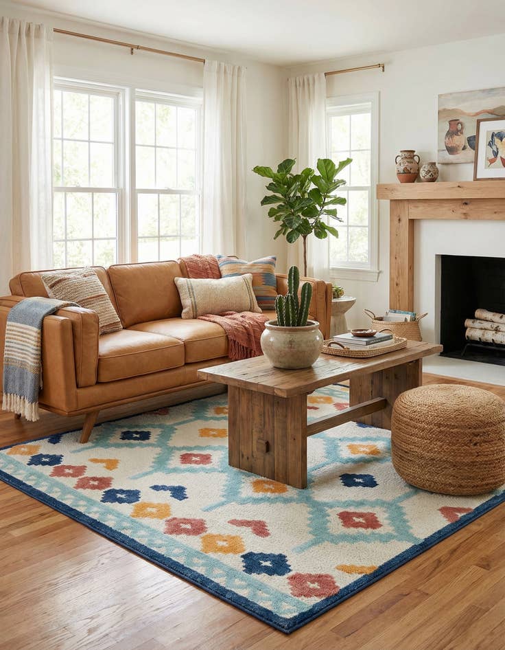 Detail image of 7' 10 x 7' 10 Easy-Clean Belize Indoor / Outdoor Square Rug
