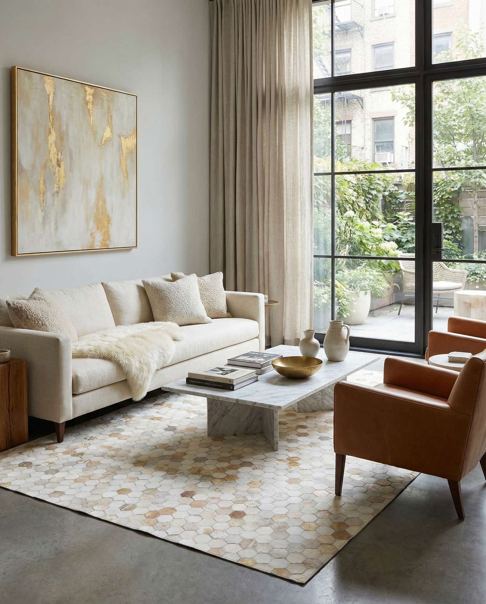 5' x 8' Cowhide Leather Rug