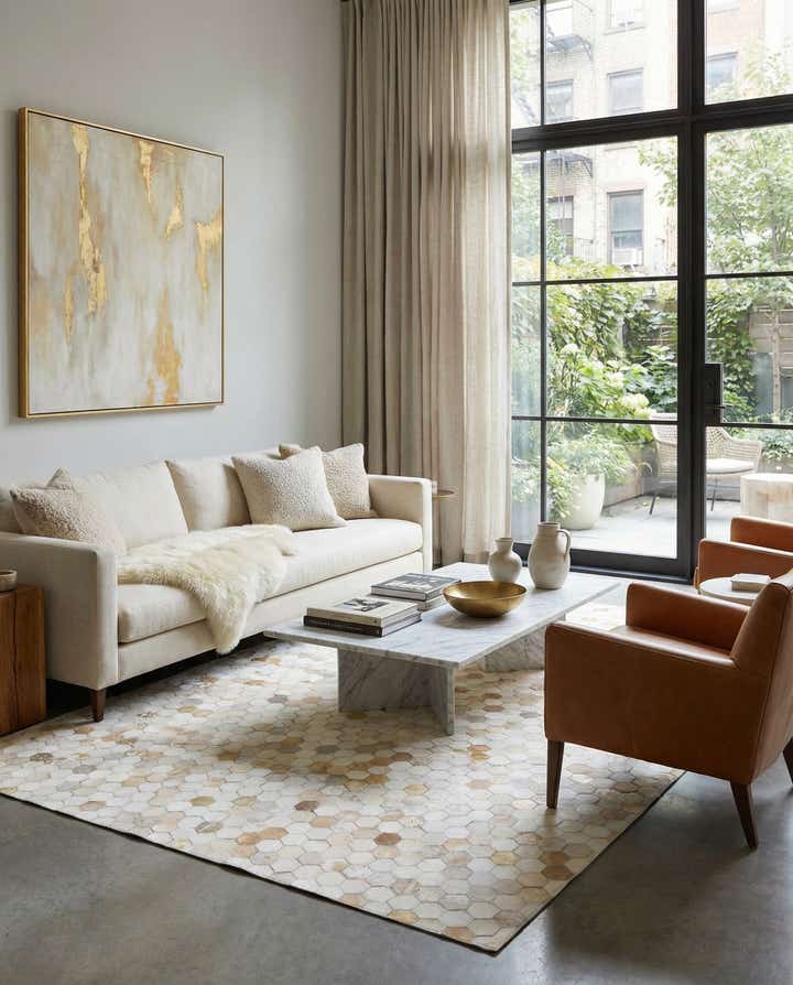 5' x 8' Cowhide Leather Rug