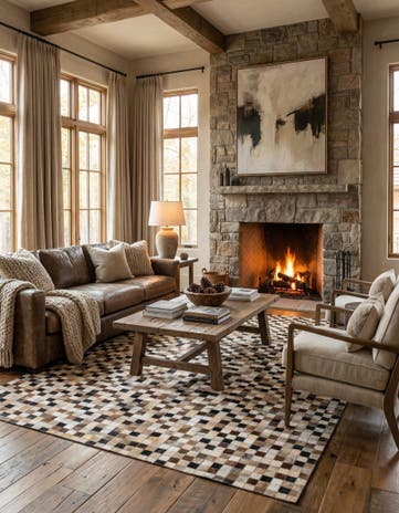 5' x 8' Cowhide Leather Rug
