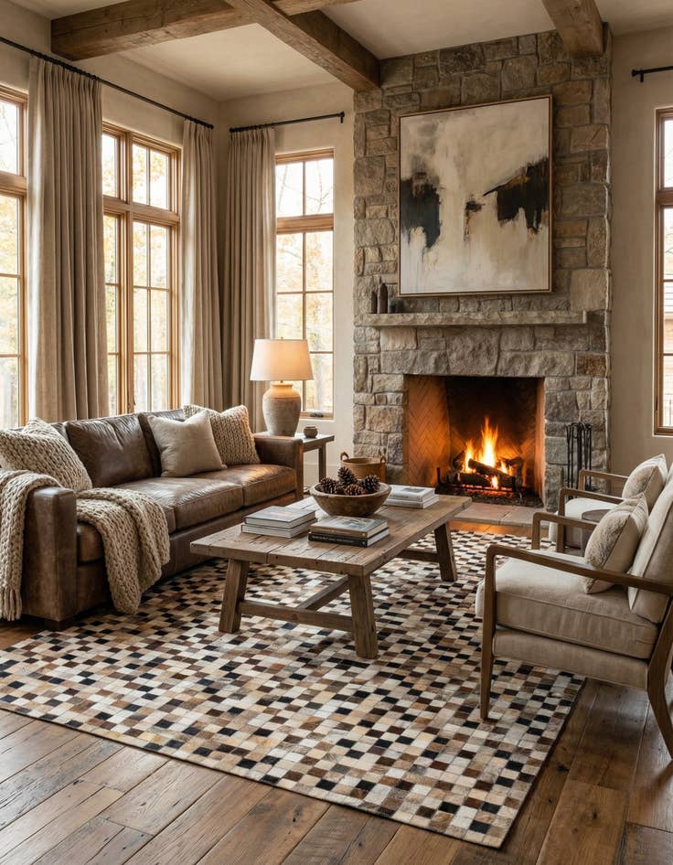 Detail image of 5' x 8' Cowhide Leather Rug