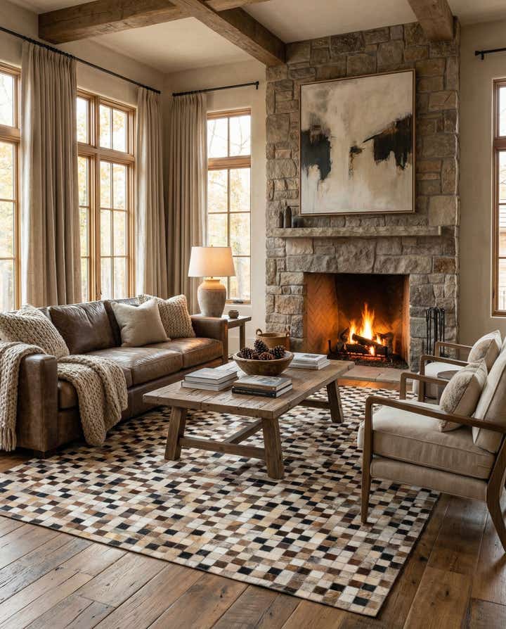 5' x 8' Cowhide Leather Rug