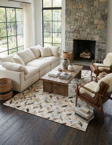 5' x 8' Cowhide Leather Rug