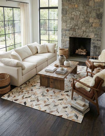 5' x 8' Cowhide Leather Rug