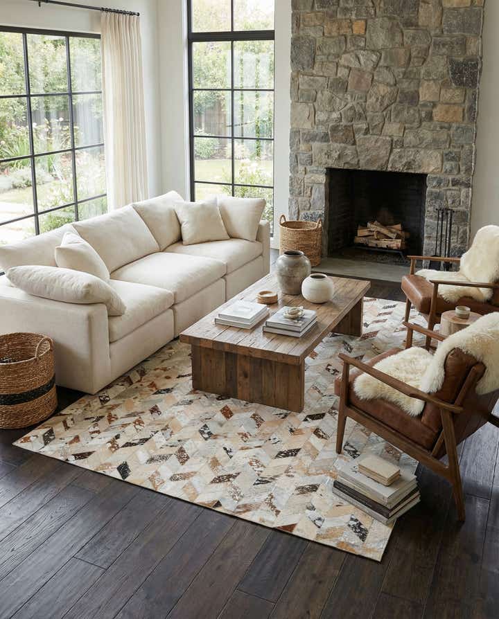5' x 8' Cowhide Leather Rug
