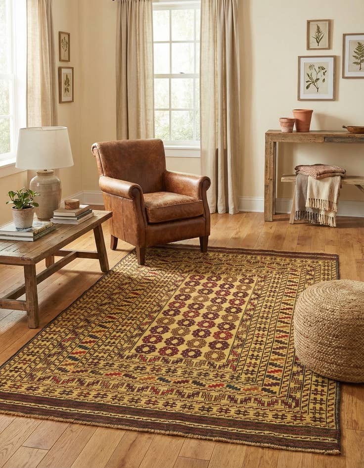 Detail image of 4' x 6' 4  Hand Woven Kilim Afghan Wool Rug