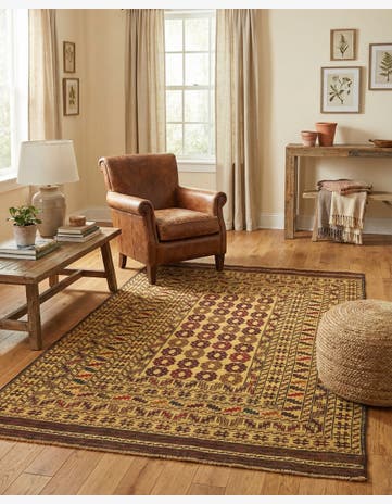 4' x 6' 4 Hand Woven Kilim Afghan Wool Rug