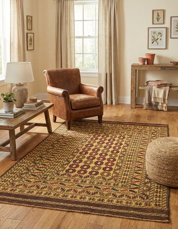 4' x 6' 4 Hand Woven Kilim Afghan Wool Rug