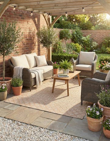 5' 3 x 8' Easy-Clean Trellis Textured Indoor / Outdoor Rug