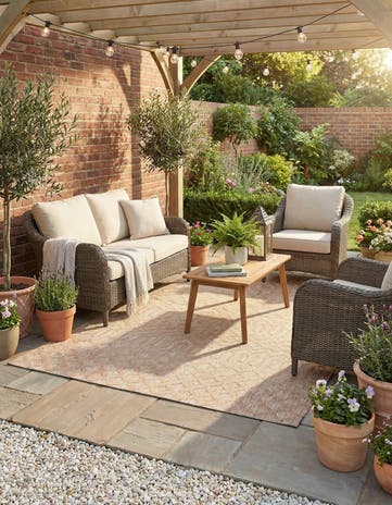5' 3 x 8' Easy-Clean Trellis Textured Indoor / Outdoor Rug