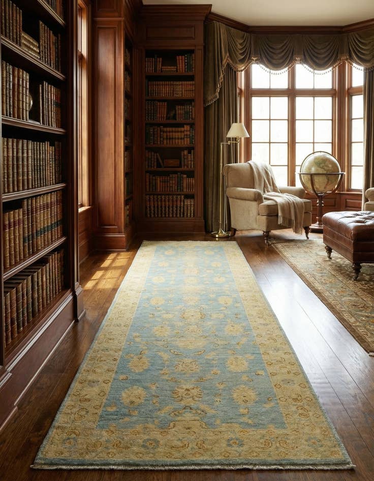 Detail image of 2' 11 x 9' 3  Hand Knotted Peshawar Ziegler Runner Rug