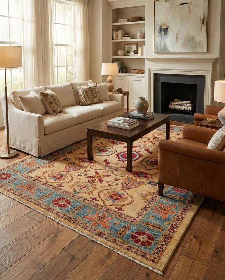 Detail image of 6' 6 x 9' 8 Hand Knotted Ziegler Wool Rug