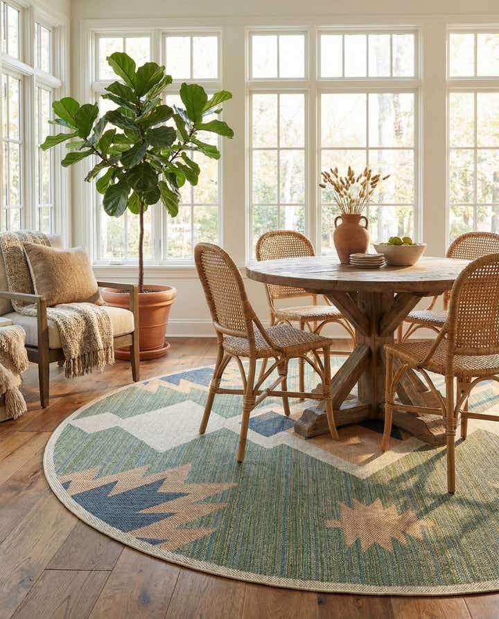 10' x 10' Easy-Clean Baja Indoor / Outdoor Round Rug