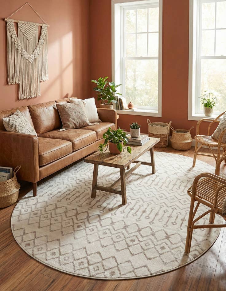 Detail image of  8' x 10' Bohemian Trellis Oval Rug