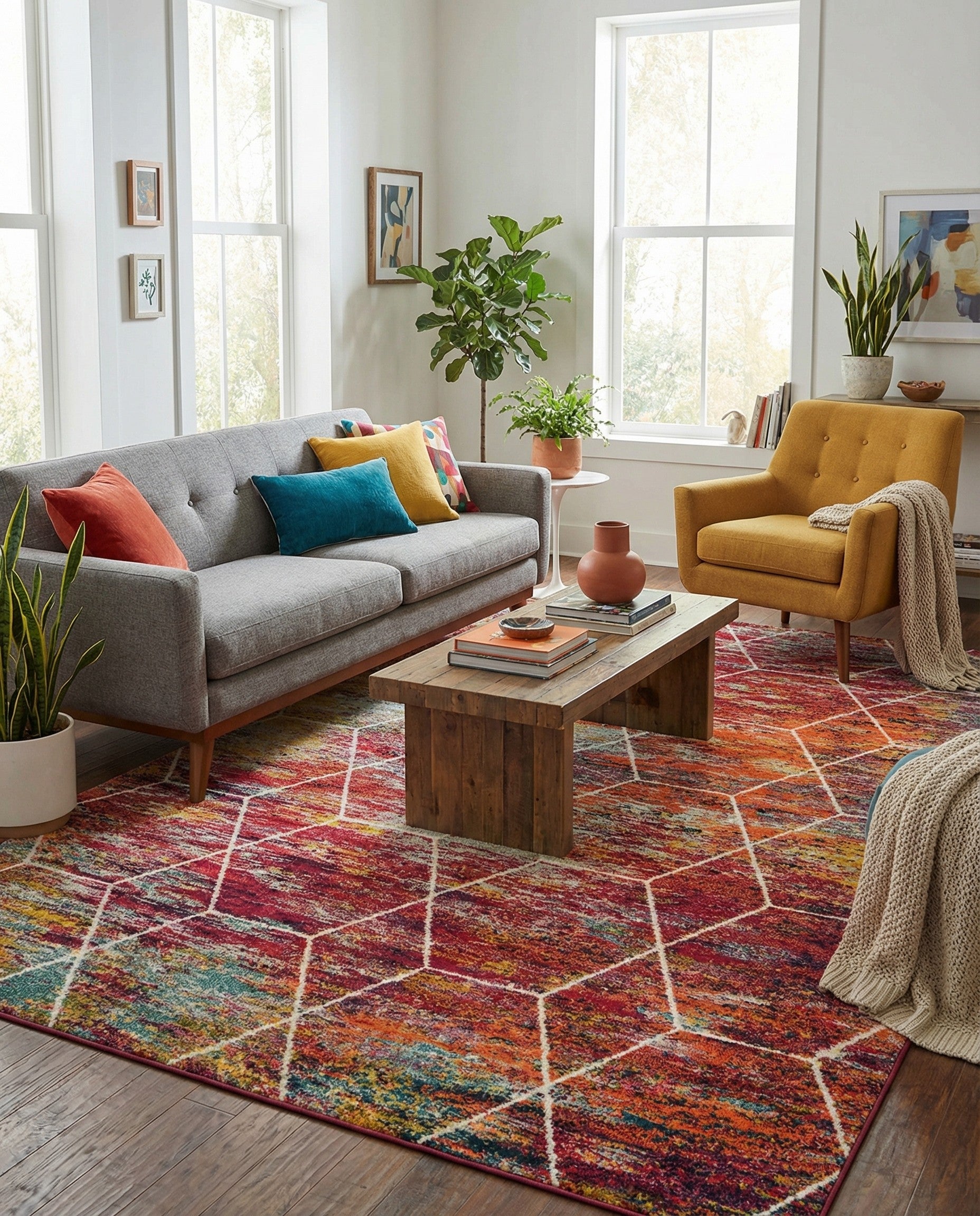  7' x 10' Lattice Frieze Rug